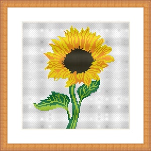 Cross Stitch Pattern. Sunflower. Summer Flower. Counted cross stitch chart. Nature hoop art embroidery. Small xstitch.Instant download PDF image 7