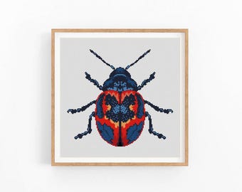 Kever kruissteekpatroon, insecten, entomologie kruissteek, vlinderborduurwerk wanddecor, moderne kruissteek. Pdf direct downloaden