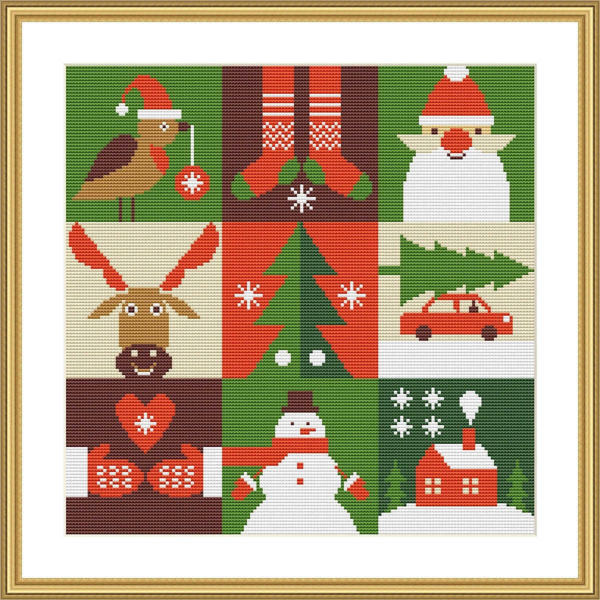 Christmas Cross Stitch Pattern, Modern Sampler Cross Stitch Chart ...