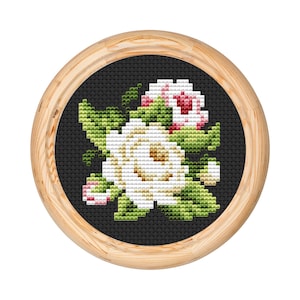 Vintage bloemen kruissteekpatroon, antieke kruissteekontwerp, mini x-steek bloemenpatroon, borduurbloemen, instant download pdf