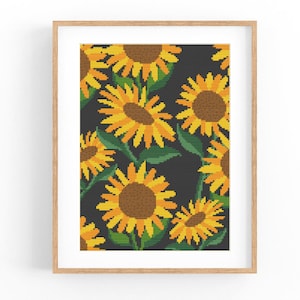 Cross Stitch Pattern. Sunflower. Summer Flower. Counted cross stitch chart. Nature hoop art embroidery. Small xstitch.Instant download PDF