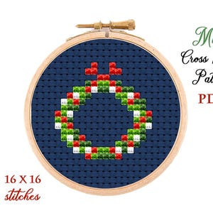 Mini Cross Stitch Pattern. Santa Claus Christmas. Counted cross stitch chart. Xmas embroidery. Tiny xstitch beginner. Instant download PDF