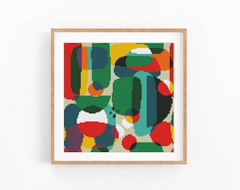 落款と図柄を組み合わせてお作りします♪ Abstract Geometric Cross Stitch Pattern, Modern X-stitch