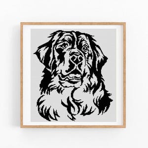 Berner Sennenhund Porträt Kreuzstichmuster, einfarbiger Hund Modernes Kreuzstichmuster, Monochrome X-Stichvorlage, Sofort Download PDF