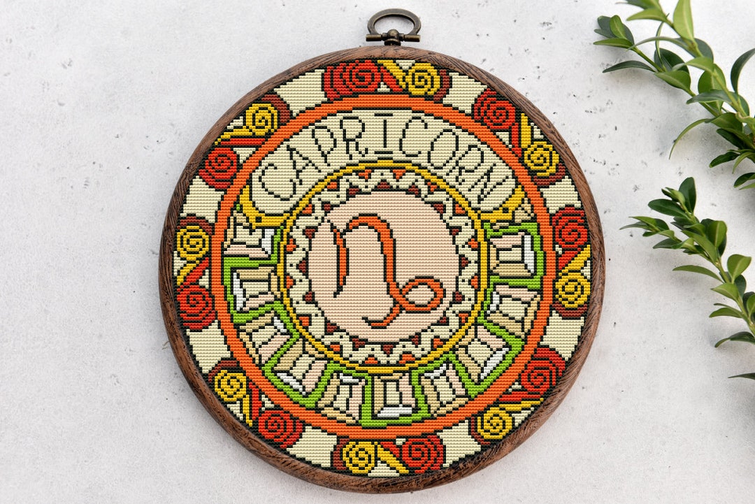 Capricorn Zodiac Modern Cross Stitch Pattern Astrological Sign