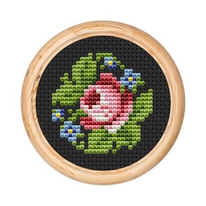 Vintage bloemen kruissteekpatroon, antieke kruissteekontwerp, mini x-steek bloemenpatroon, borduurbloemen, instant download pdf