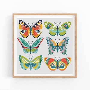 Butterfly Cross Stitch Pattern, Colorful Butterfly Collection Chart PDF, Instant Download, Digital File