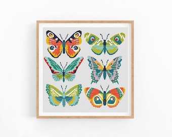 Butterfly Collection Cross Stitch Pattern, Entomology Insect Embroidery Wall Decor (PDF Download)
