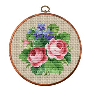 Flower Frame Cross Stitch Pattern, Border Cross Stitch Pattern