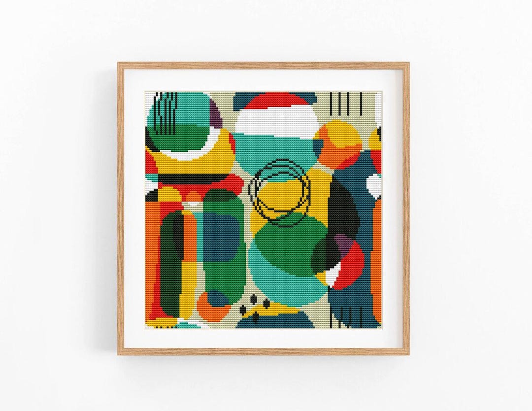Abstract Cross Stitch Pattern, Modern Colorful X-stitch Pattern ...