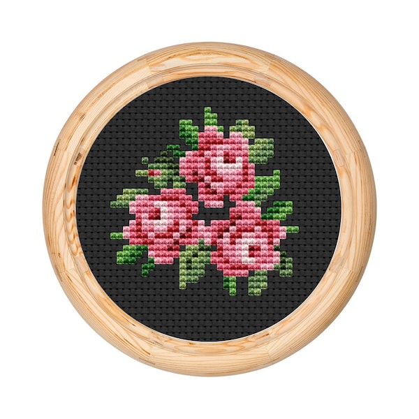 Vintage Flowers Cross Stitch Pattern, Antique Cross Stitch Design, Mini Floral x-stitch pattern, Embroidery Flowers, instant download PDF