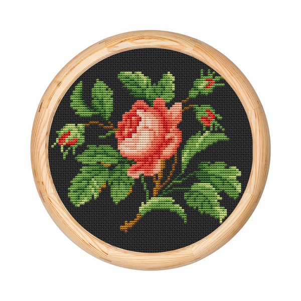 Vintage Flowers Cross Stitch Pattern, Antique Cross Stitch Design, Berlin Woolwork, Floral Bouquet, Modern Embroidery Flowers, PDF chart