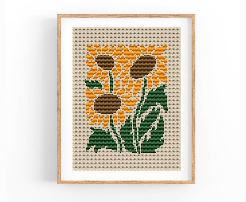 Set of 8 Modern Flowers Cross stitch patterns, Abstract nature cross stitch, Plant, Easy counted cross stitch chart. Instant download PDF image 8
