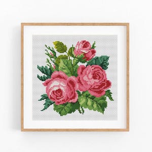 Vintage Flowers Cross Stitch Pattern, Antique Cross Stitch Design, Victorian Floral x-stitch pattern, Embroidery Flower,instant download PDF