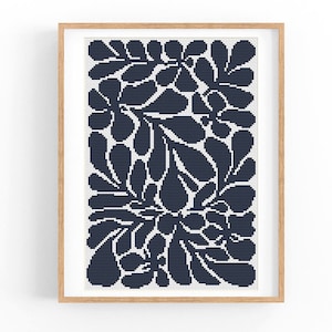 Kruissteekpatroon modern bloemen abstract, boho-bloemen, eenvoudig x-steekpatroon, kruissteekkaart, natuurpatroon, directe download pdf