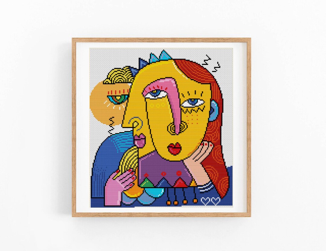 Abstract Cross Stitch Pattern, Love Modern X-stitch Pattern, Concept ...