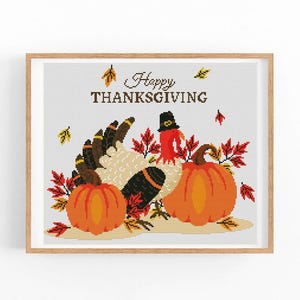 Herfst kruissteekpatroon, Halloween, herfst kruissteek pdf, Thanksgiving, herfst seizoen handborduurwerk. Moderne getelde kruissteekkaart.