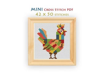 Hen Cross Stitch Pattern, Compact Chart for Beginners, Mini Embroidery, Instant Download PDF