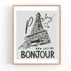 Cross Stitch Pattern Paris France. Travel Poster. Cityscape, Abstract. Counted Cross Stitch Chart. Art Landscape. PDF Instant Download.