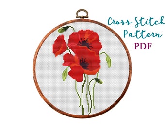 Mini Cross Stitch Pattern. Rose. Counted cross stitch chart. Flower hoop  art embroidery. Tiny xstitch for beginner. Instant download PDF