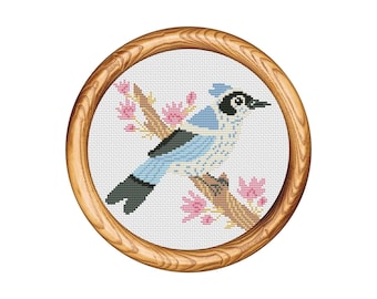 Bird Branch Cross Stitch Pattern: Modern Nature Embroidery Chart (Instant Download PDF)