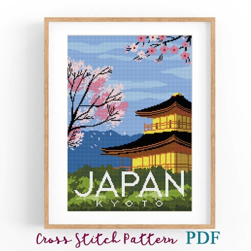 Japan Cross Stitch Pattern 3 Instant PDF Download Tree Etsy
