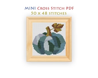 Modern Pumpkin Cross Stitch Pattern, Mini Autumn Chart for Beginners, Compact Embroidery PDF, Instant Download