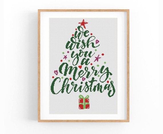 Kreuzstich-Set „Frohe Weihnachten“ – Für Erwachsene & Kinder, Inkl. Stoff, Garne, Nadel & Muster