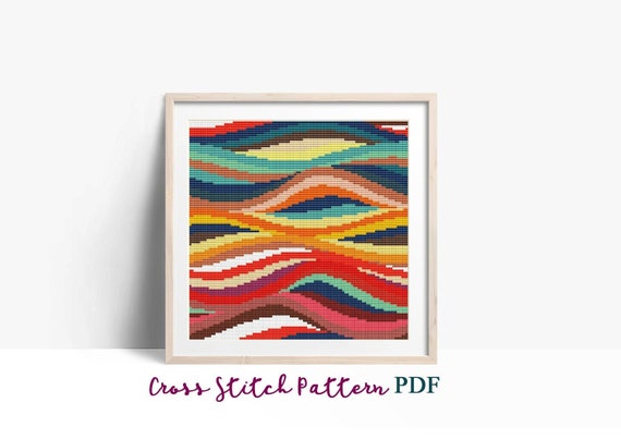 Abstract Cross Stitch Pattern, Modern Colorful X-stitch