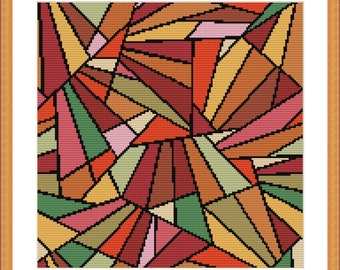 落款と図柄を組み合わせてお作りします♪ Colorful Geometric Art Abstract Cross Stitch Pattern, Modern