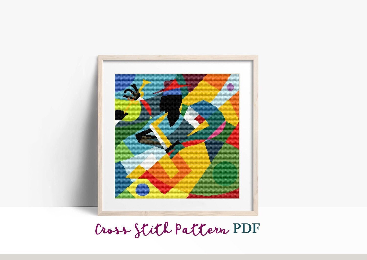 Jazz Cross Stitch Pattern Abstract Geometric Figure Modern Art DMC
