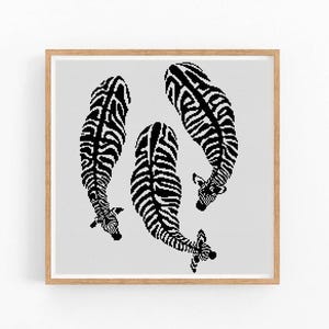 Zebra Cross Stitch Pattern Modern Animal Abstract, Black x-stitch Pattern, Cross Stitch Chart, Safari Nature Pattern, Instant Download PDF