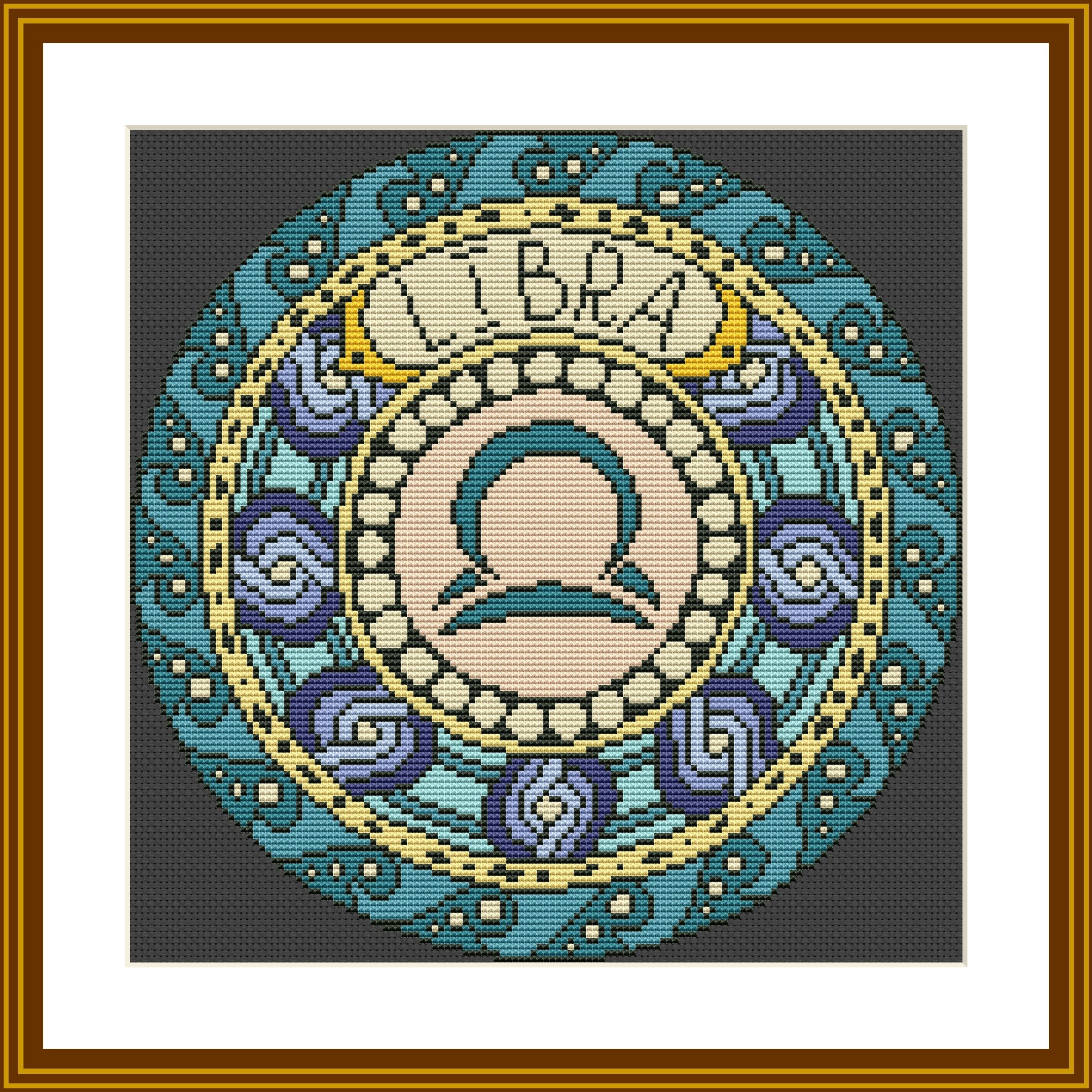 Libra Star Sign Pattern Libra Zodiac Modern Cross Stitch Pattern Astrological Sign Embroidery ...