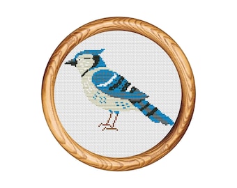 Cross stitch pattern bird. Modern bird counted cross stitch chart. Nature birds embroidery.Birdwatching Small x-stitch.Instant download PDF