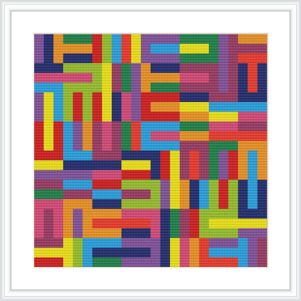 Abstract Colorful Cross Stitch Pattern, Modern X-stitch