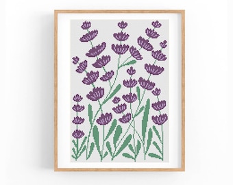 Cross Stitch Pattern Modern Floral Abstract, Modern flowers, Easy x-stitch Pattern, Cross Stitch Chart, Nature Pattern, Instant Download PDF