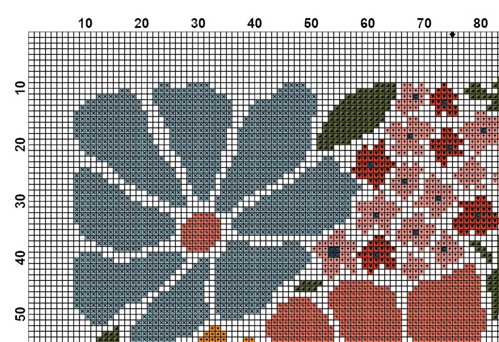 X Stitching Pattern Cross Stitch Pattern Modern Floral Abstract, Modern Flowers, Easy X ...