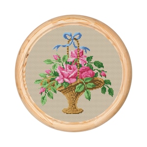 Vintage bloemen kruissteekpatroon, antieke kruissteekontwerp, mini x-steek bloemenpatroon, borduurbloemen, instant download pdf