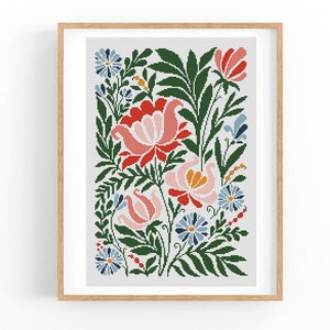 Cross Stitch Pattern Modern Floral Abstract, Modern flowers, Easy x-stitch Pattern, Cross Stitch Chart, Nature Pattern, Instant Download PDF