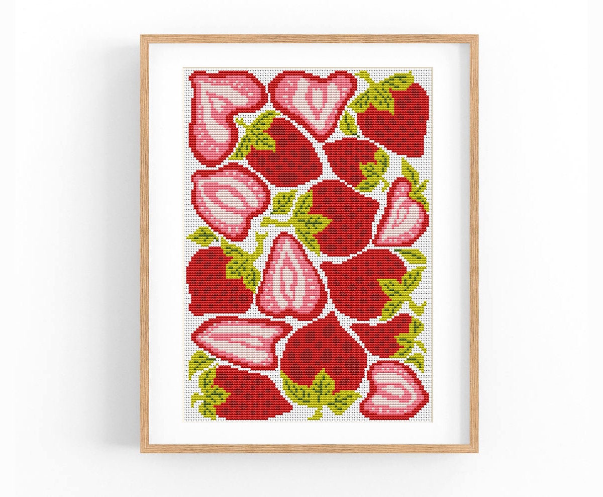 Cross Stitch Pattern Modern Abstract, Fruit X-stitch Pattern