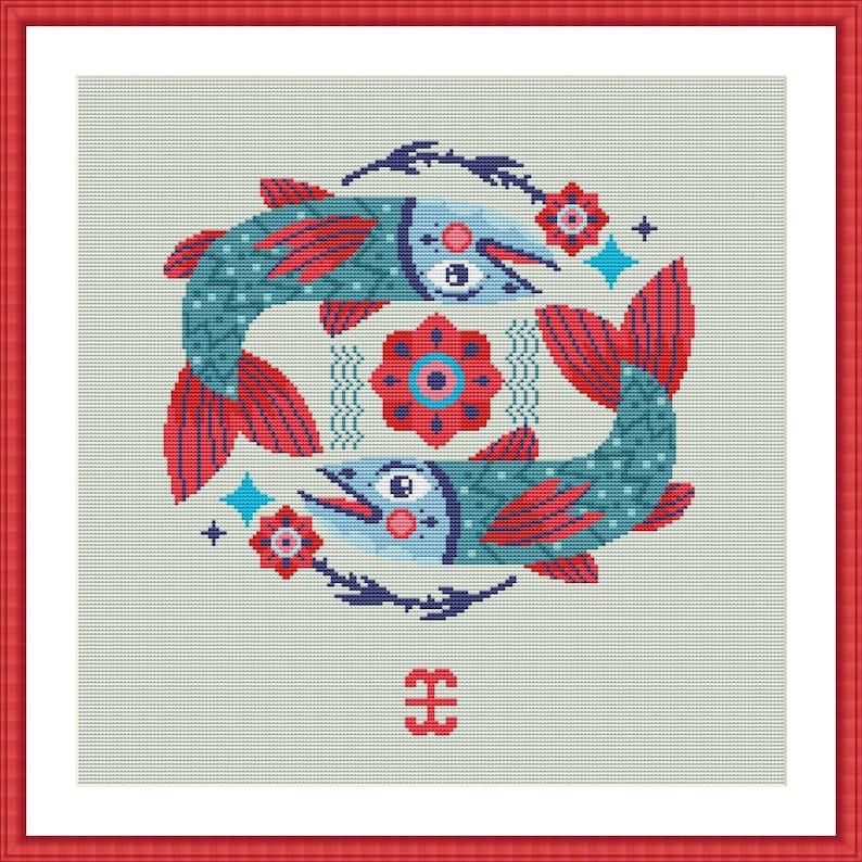 Pisces. Zodiac Sign. Modern Cross Stitch Pattern. Counted Etsy