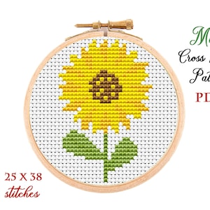 Sun Flower Cross Stitch Pattern PDF, Modern Cross Stitch, Beginner Cross  Stitch Pattern, Easy Cute Pattern for Kids 