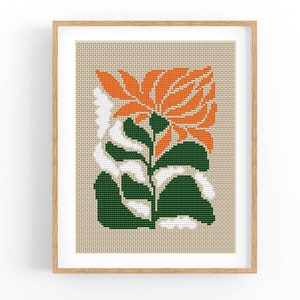 Set of 8 Modern Flowers Cross stitch patterns, Abstract nature cross stitch, Plant, Easy counted cross stitch chart. Instant download PDF image 9