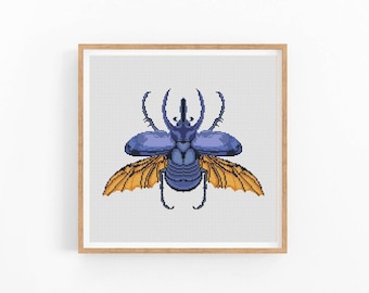 Kever kruissteekpatroon, insecten, entomologie kruissteek, vlinderborduurwerk wanddecor, moderne kruissteek. Pdf direct downloaden