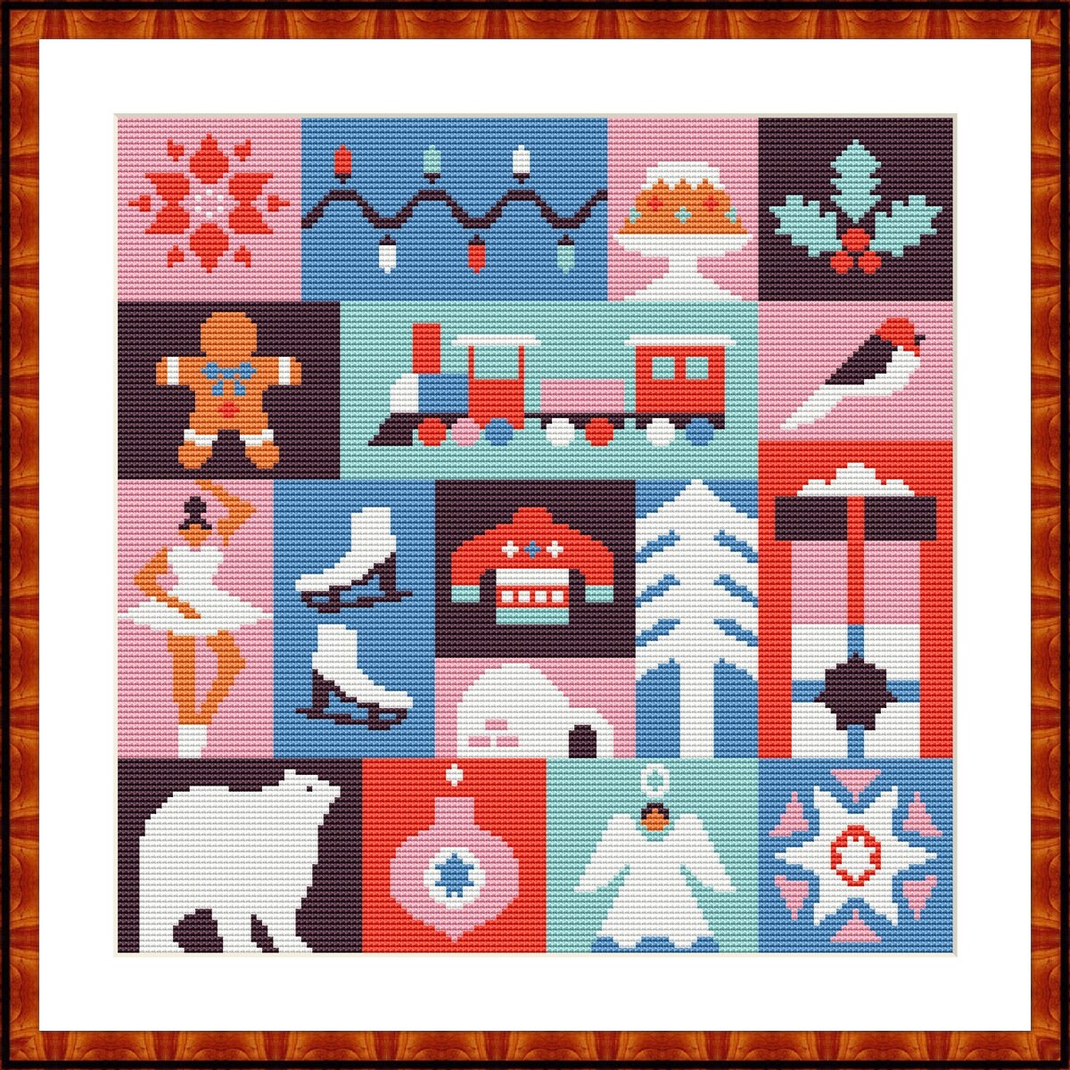 Christmas Cross Stitch Pattern, Modern Sampler Cross Stitch Chart ...