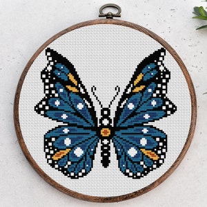 Butterfly cross stitch pattern, Flying insect nature cross stitch, Hoop Embroidery. Easy counted cross stitch chart. Instant download PDF