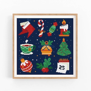 Merry Christmas Cross Stitch Pattern, Modern Cross Stitch Pattern, Holidays Cross Stitch Pattern, Christmas mini set, Instant Download PDF