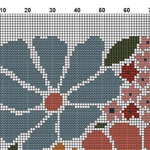 Motif de point de croix abstrait floral moderne, fleurs modernes, motif de point de x facile, tableau de point de croix, motif de la nature, téléchargement immédiat PDF image 4