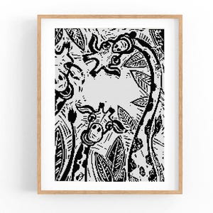 Zwart-wit kruissteekpatroon modern dier abstract, giraf x-steekpatroon, kruissteekkaart, natuur Afrika, instant download pdf