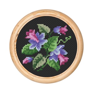 Vintage Flowers Cross Stitch Pattern, Antique Cross Stitch Design, Mini Floral x-stitch pattern, Embroidery Flowers, instant download PDF